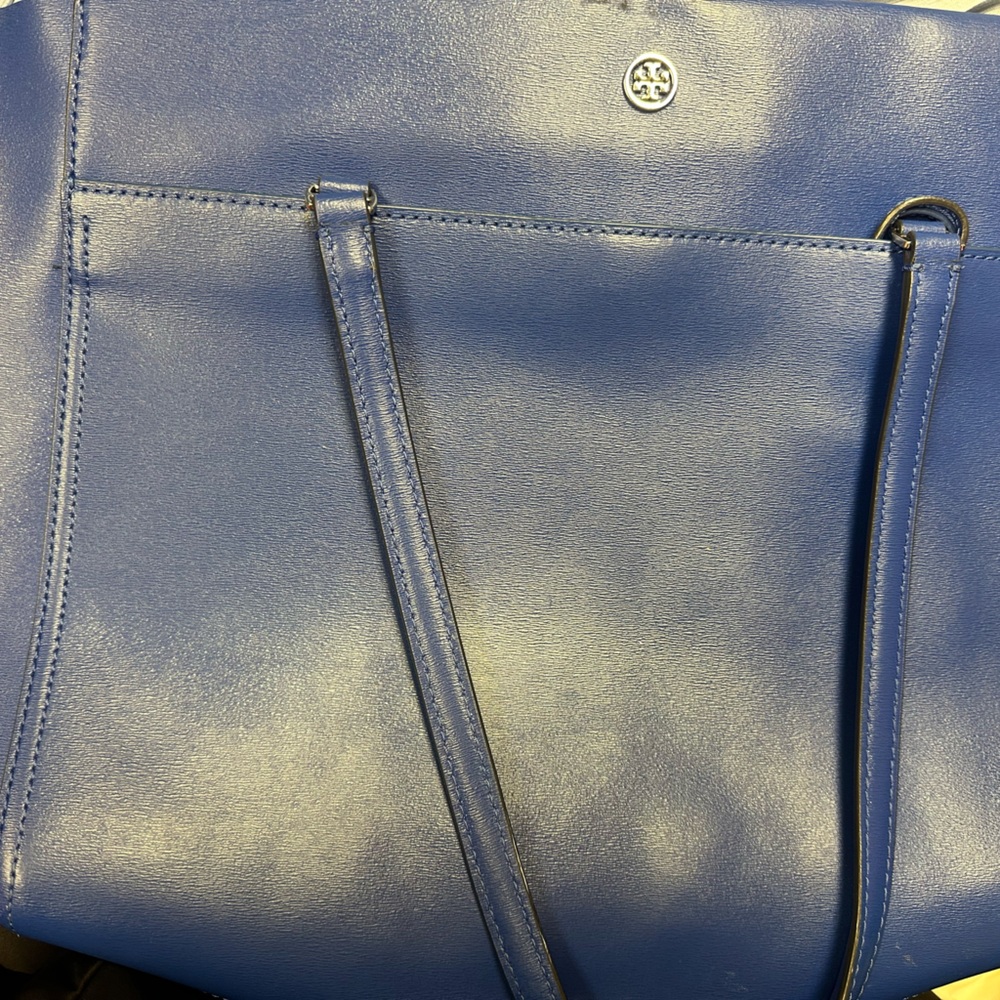 Tory Burch Blue Leather Tote Bag